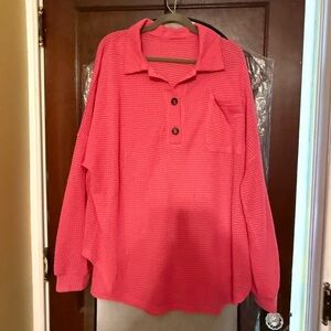 Pink Waffle Knit Pullover